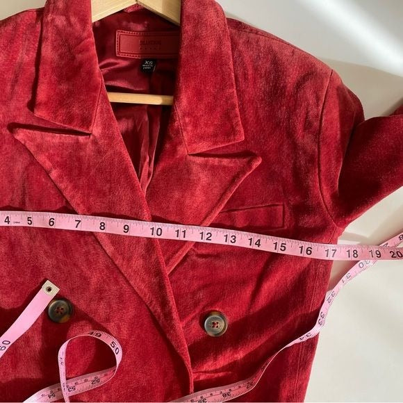 Anthropologie || Blank NYC Suede Leather Double Breasted Blazer Red XS NWT