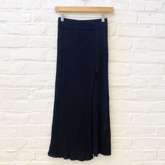 Aritzia || Wilfred Zeta Ribbed Midi Skirt with Slit Black XS