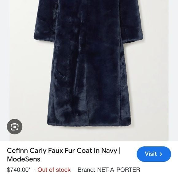 Cefinn || Carly Faux Fur Coat Long Navy Blue US 4