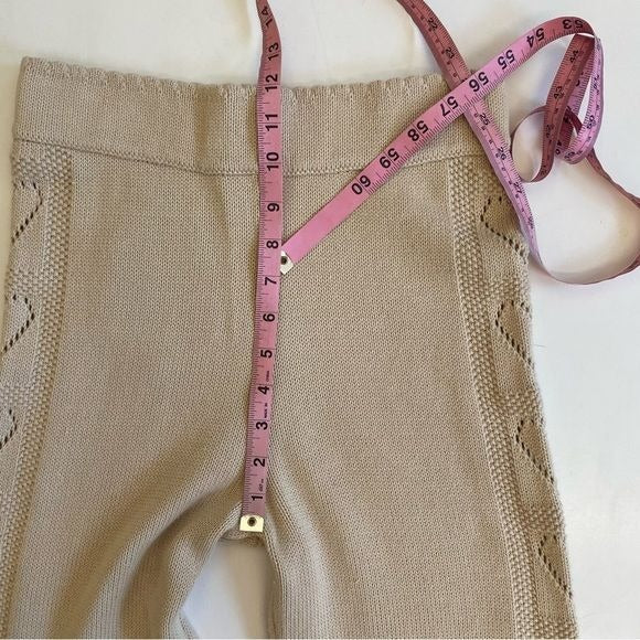 LoveShackFancy || Toro Pointelle Knit Pants Heart Embroidery Ivory Beige Small