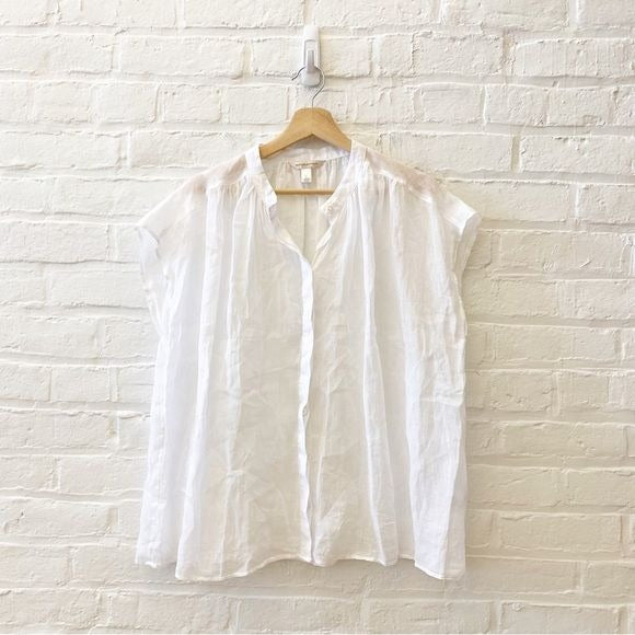 Banana Republic || Ramie Button Down Blouse White Large