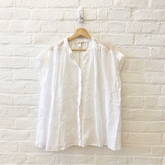 Banana Republic || Ramie Button Down Blouse White Large