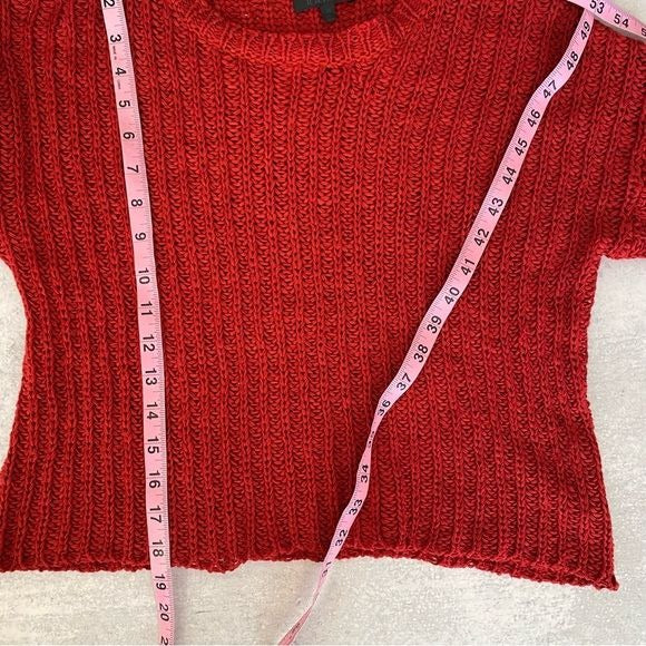 The Range || Open Knit Cuff Sleeve Sweater Red XS