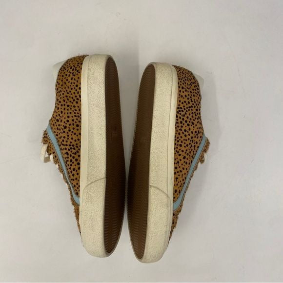 Madewell || Sidewalk Low-Top Sneakers in Spotted Calf Hair Tan Blue 7.5