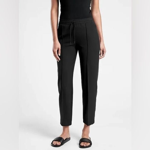 Athleta || Endeavor Straight Leg Pant Pull On Trouser Tuxedo Stripe Trim Black 6