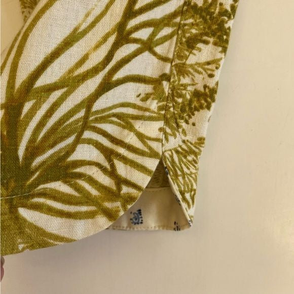 Anthropologie || Pilcro Cottage Surf Pants Palm Frond Floral Print Linen Green S