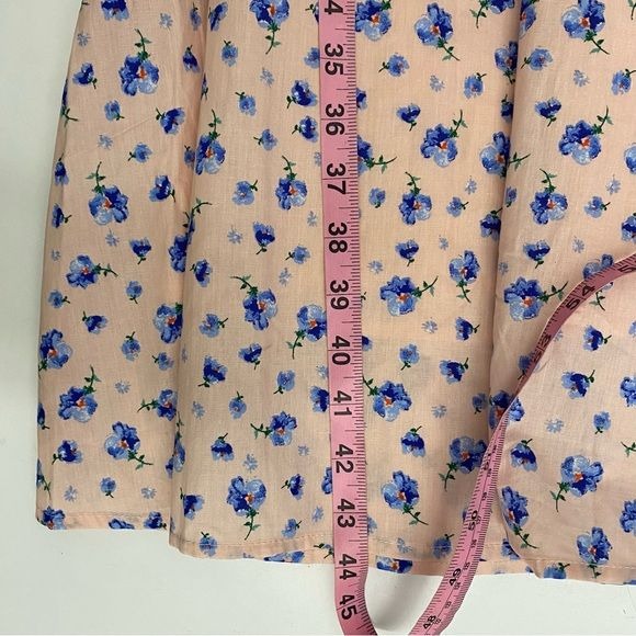 English Factory || Smocked Floral Cotton Midi Dress Pink Blue XS