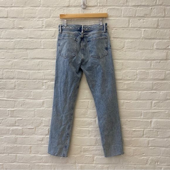 Frame || Le Piper Straight Leg Jeans Richlake Light Acid Wash Blue 26