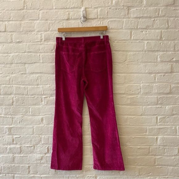 Current/Elliot || Corduroy Crop Flare Pants Magenta Fuchsia Pink 29