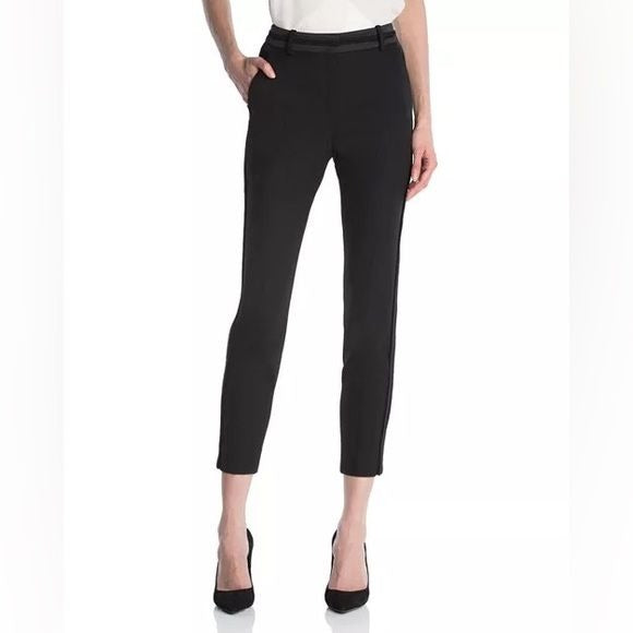 The Kooples || Cropped Stretch Ankle Pants Banded Waist Black 40