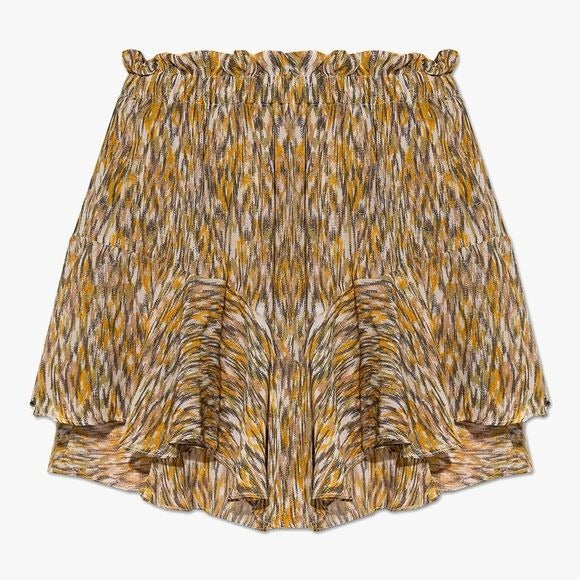 Etoile Isabel Marant || Sornel Tiered Ruffle Shorts Khaki Print 38 US 6