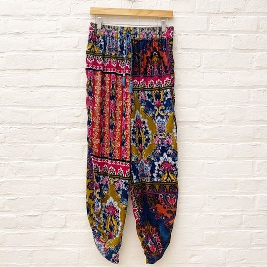 Anthropologie || Zadie Velvet Patterned Pants Sleep Small