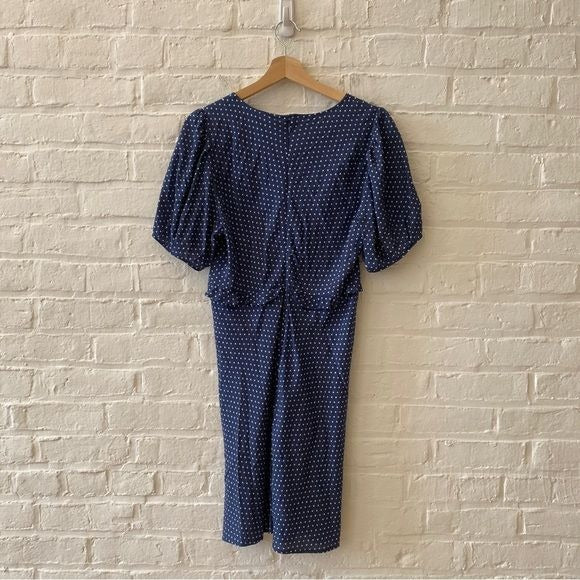 Madewell || Puff-Sleeve Ruffle Mini Dress in Polka Dot Blue 12