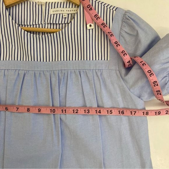 Tuckernuck || English Factory Quinn Tiered Striped Mini Dress Blue Small