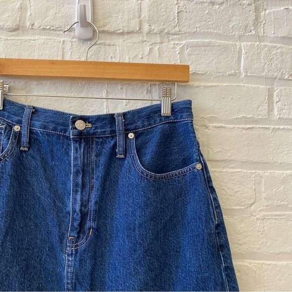 Madewell || Rigid Denim A-Line High Waist Mini Skirt Sunberry Wash Blue 30