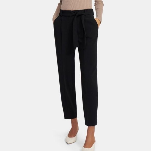 Theory || Sash Tie Pant in Crepe Trouser Ankle Black 4