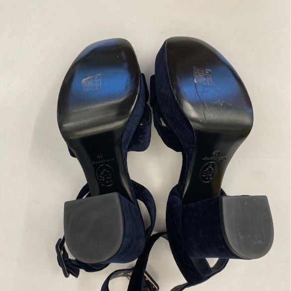 ASH || Boom Velvet Croc Embossed Platform Sandals Heels Midnight Navy 40