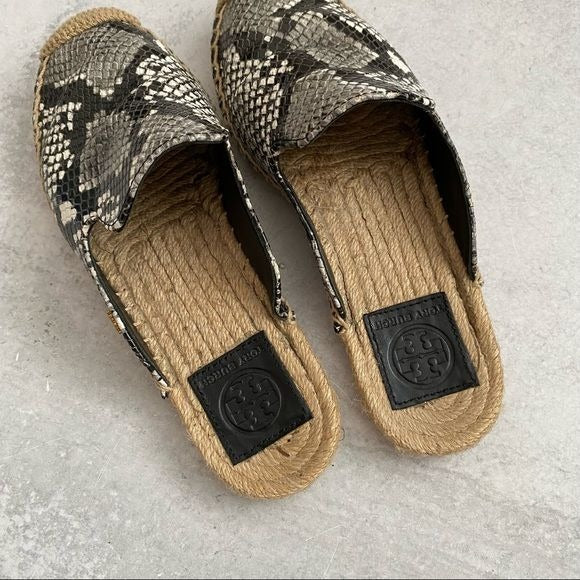 Tory Burch || Max Snake Embossed Espadrilles Slides Mules Slip Ons 5.5