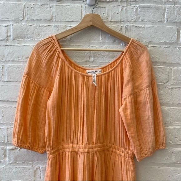 Apiece Apart || Camellia Mini Dress in Melon Orange Coral 2