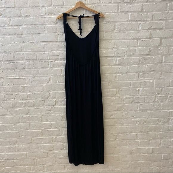 Anthropologie || Shoreline Tie Open Back Maxi Dress Black Small