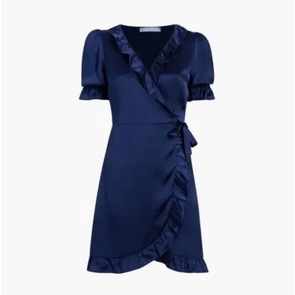 Hill House || Nima Silk Wrap Mini Dress Navy XS