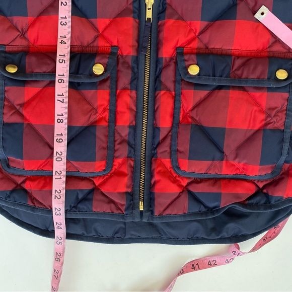 J.Crew || Buffalo Check Excursion Down Vest Red Navy Small