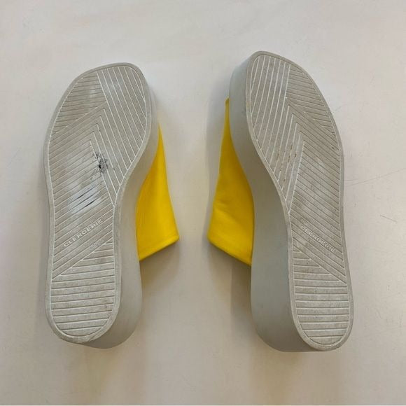 Clergerie Paris || Sasha Leather Slides Mules Platforms Wedges Yellow 38.5