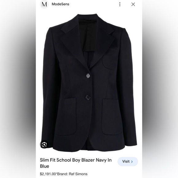 Raf Simons || Slim Fit School Boy Blazer SS2022 Navy Blue IT 40 US Small