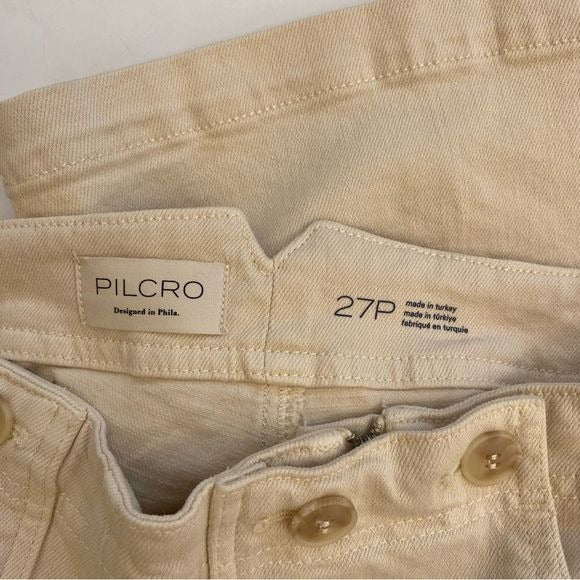 Anthropologie || Pilcro Kit Cropped High-Rise Wide-Leg Trouser Jeans Ivory 27P