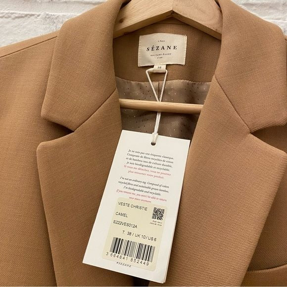 Sezane || Christie Blazer Double Breasted Camel Tan 38 US 6 NWT