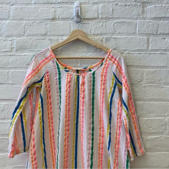 Boden || Tiered Neon Stripe A-line Sundress White Rainbow US 2