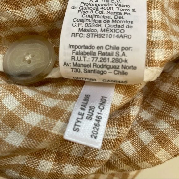 Madewell || Linen Dorset Gingham Check Blazer Tan XL