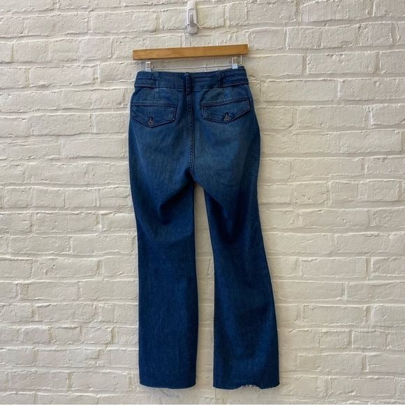 Anthropologie || Pilcro Raw Hem Trouser Tab Jeans Blue 27