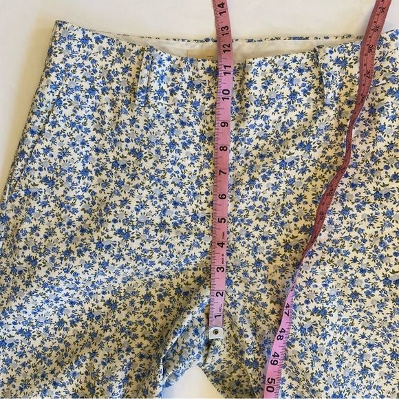 Sezane || Gustavo Linen Blend Trousers Pants Floral Blue Ivory 36 US 4