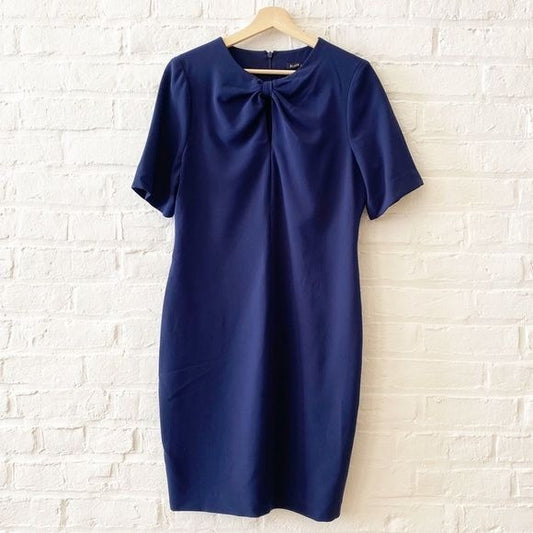 Black Halo || Keyhole Knot Twist Sheath Dress Navy Blue 12