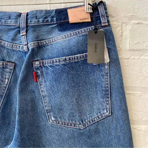 Made in Tomboy || High Rise Straight Leg Jeans Italian Denim Blue 29 NWT