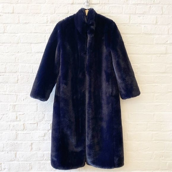 Cefinn || Carly Faux Fur Coat Long Navy Blue US 4