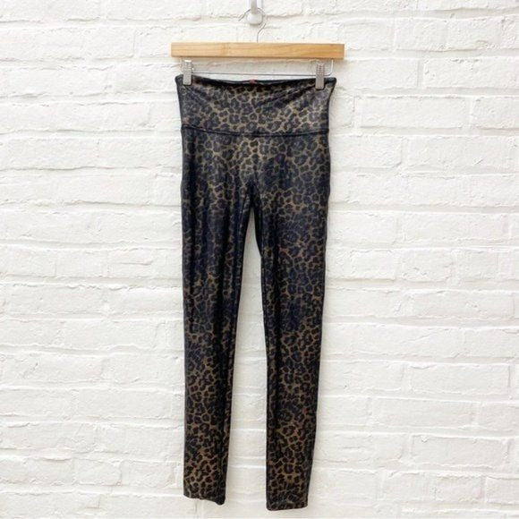 SPANX || Leopard Faux Leather Leggings Medium Petite