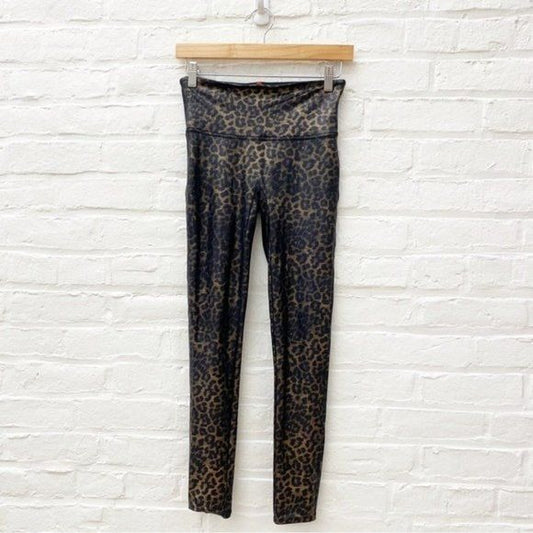 SPANX || Leopard Faux Leather Leggings Medium Petite