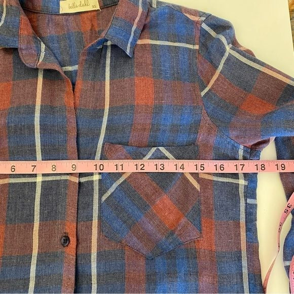 Bella Dahl || Aurora Plaid Buttondown Top Red + Blue XS