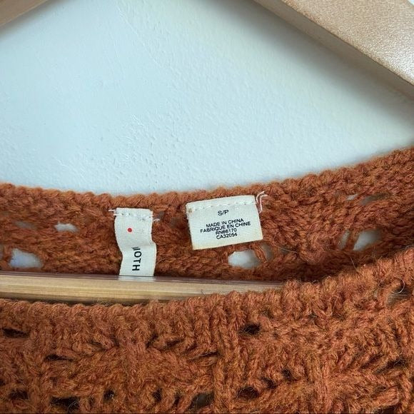 Anthropologie || Moth Dashed Pointelle Sweater Pullover Orange Alpaca Blend S