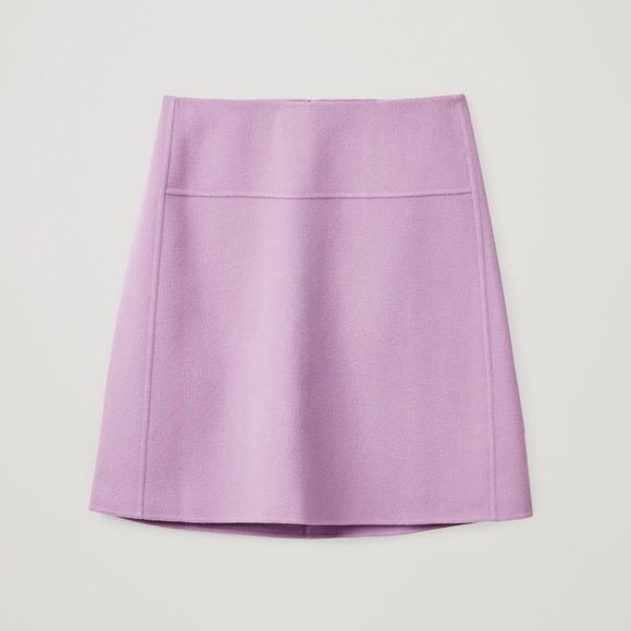 COS || Double Face Mini Skirt In Lilac Purple Wool 6 NWT