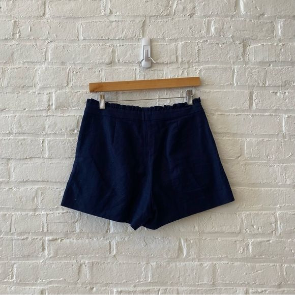 J. Crew || Ruffle Linen Blend Shorts Navy Blue 2