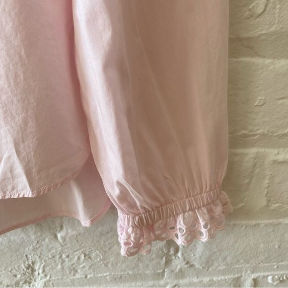 ME+EM || High Standing Ruffle Collar Broderie Blouse Poplin Pink US 2 UK 6