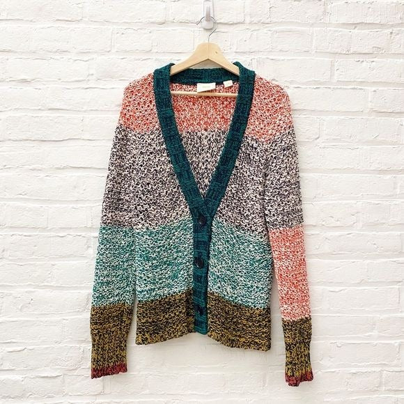 Anthropologie || Maeve Harmony Rainbow Knit Cardigan Large