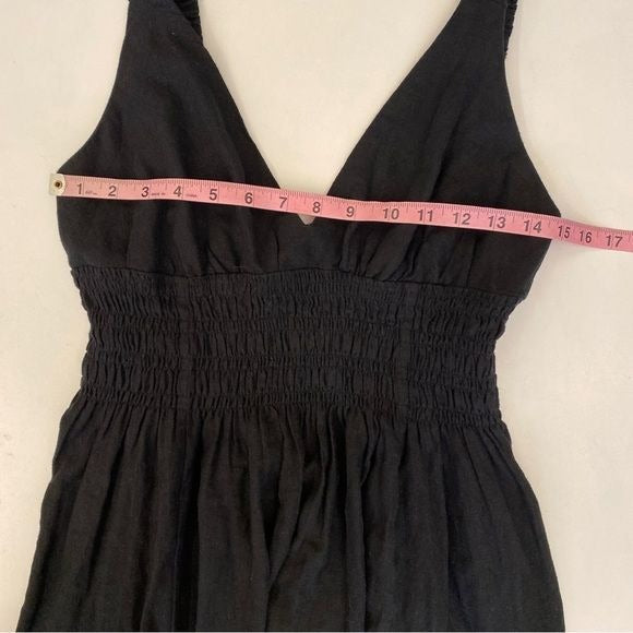 Abercrombie || Scrunchie Strap Linen Maxi Dress Black Small