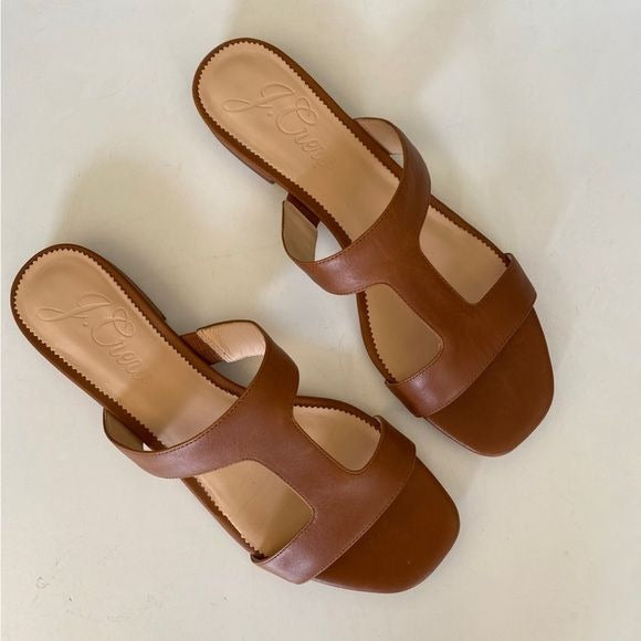 J. Crew || Hazel Leather Cutout Sandals Brown Tan 10