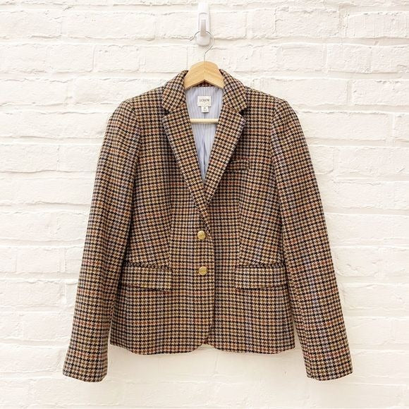 J.Crew || Wool-Blend Schoolboy Blazer in Houndstooth Tan 0