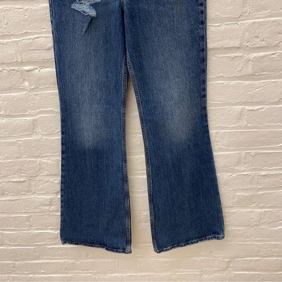 Levi’s || Premium 70’s High Flare Jeans Distressed Blue 25 x 32 NWT