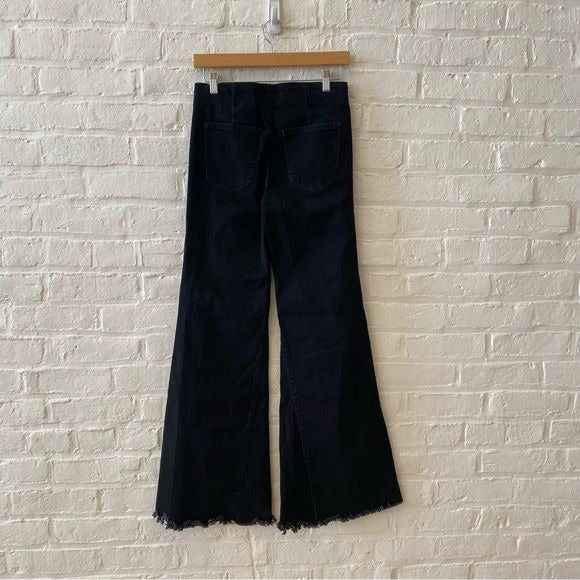 Free People || Pull On Flares Raw Hem Washed Black 26